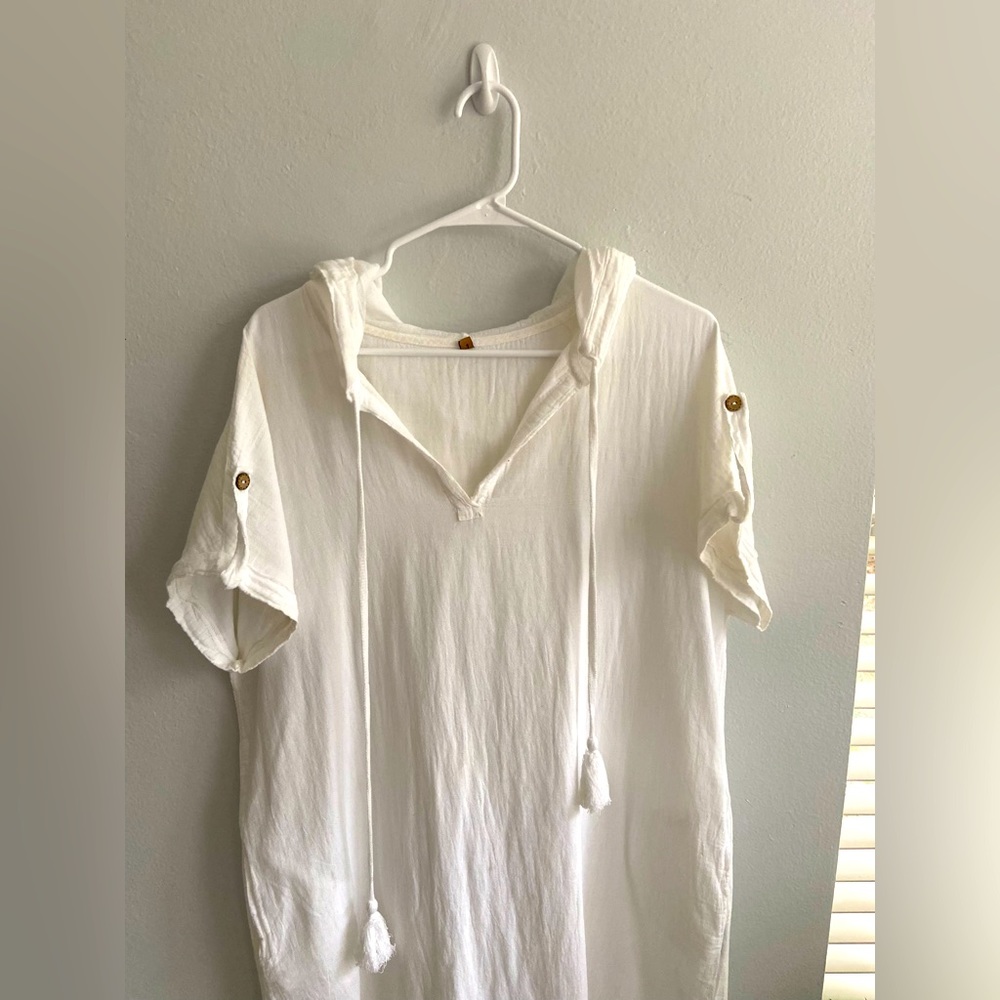 White Bohemian Dress Large Size Linen SummerDress